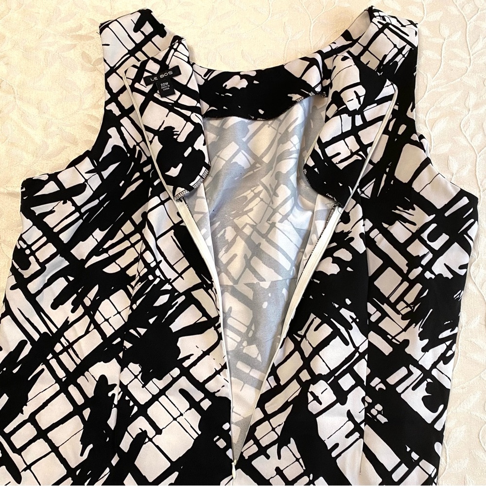 Le Bos Dress Womens Plus Size 22W Black White Sleeveless Office Party Sheath - Picture 7 of 9